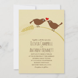 Cute Fall-Land Unikt vete i Love birds Bröllop Inbjudningar