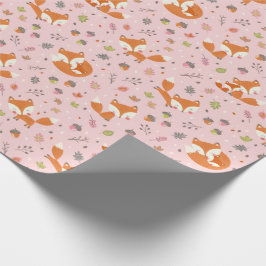 Cute Fall Mama and baby fox on light pink Presentpapper