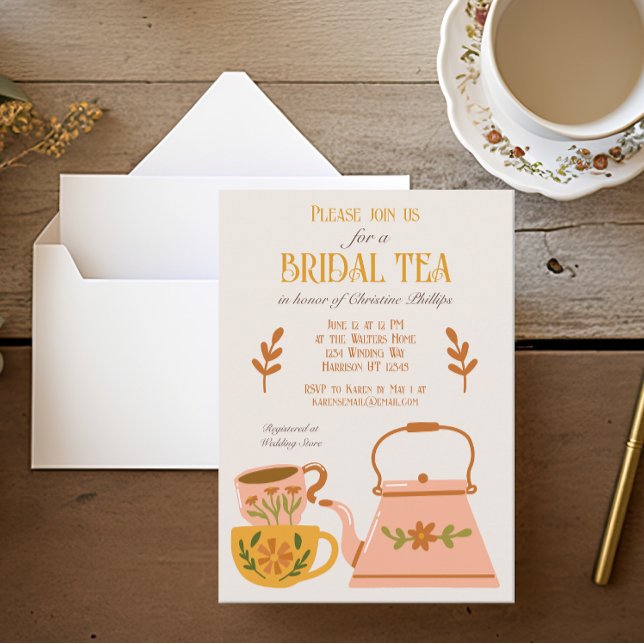 Cute Fall Möhippa Tea Party Inbjudningar (Skapare uppladdad)
