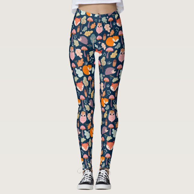 Cute Fall Mönster Leggings (Framsida)