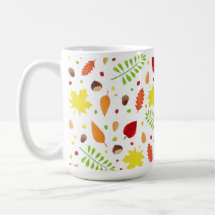Cute fall mönster med färglöst löv och nöt kaffemugg