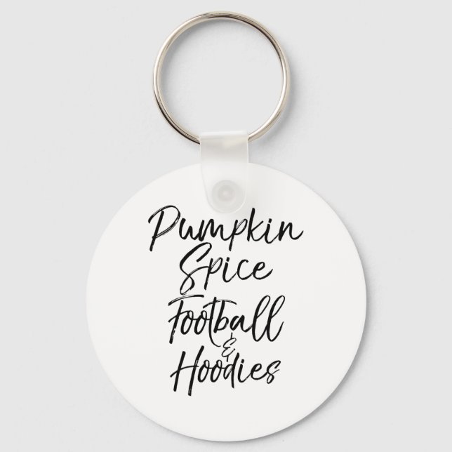 Cute Fall Nights Quote Gift Pumpkin Spice Footbyll Nyckelring (Framsida)