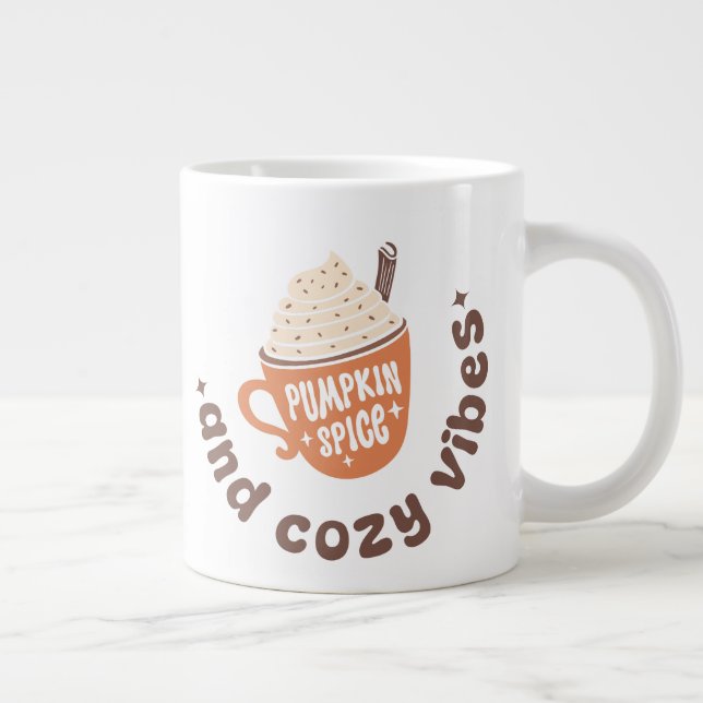 Cute Fall Pumpkin Spice and Cozy vibes  Jumbo Mugg (Höger)