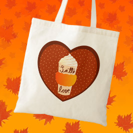 Cute Fall Pumpkin Spice Latte Kärlek White Tygkasse