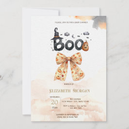 Cute Fall Pumpkins Bow Boo Baby Shower Inbjudningar