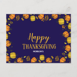 Cute Fall pumpor vid Happy thanksgiving Meddelande Vykort