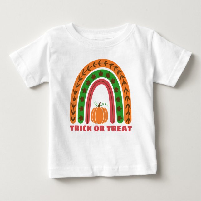 Cute Fall Rainbow med Pumpkin Halloween Baby T-S T Shirt (Framsida)