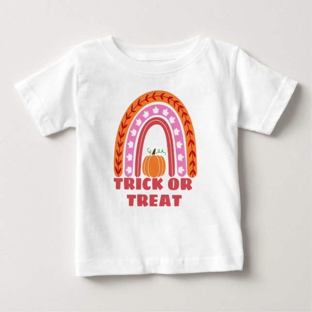 Cute Fall Rainbow med Pumpkin Halloween Baby T-Sh T Shirt (Framsida)