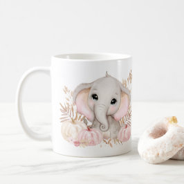 Cute Fall Rosa Elephant och Pumpkins Mugg