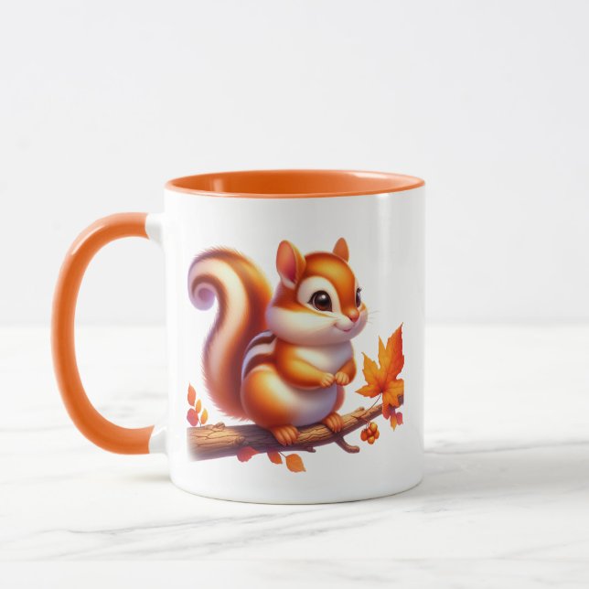 Cute Fall Säsong-ekorrar tillsätt monogram Mugg (Vänster)