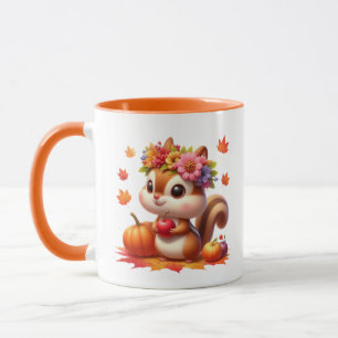 Cute Fall Säsong-ekorrar tillsätt monogram Mugg