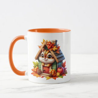 Cute Fall Säsong-ekorrar tillsätt monogram Mugg
