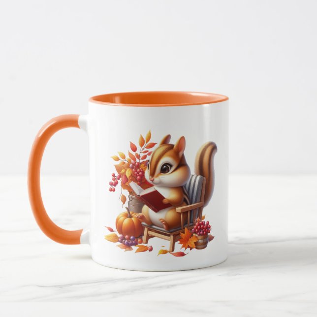 Cute Fall Säsong-ekorrar tillsätt monogram Mugg (Vänster)