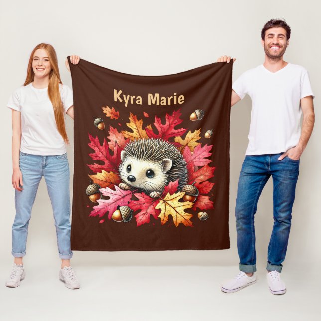 Cute Fall Säsong hedgehog Fleecefilt (På plats)