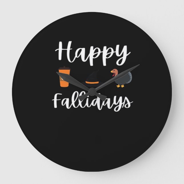 Cute Fall-säsongen fläkt Lycklig Fallidays Thanksg Stor Klocka (Framsida)