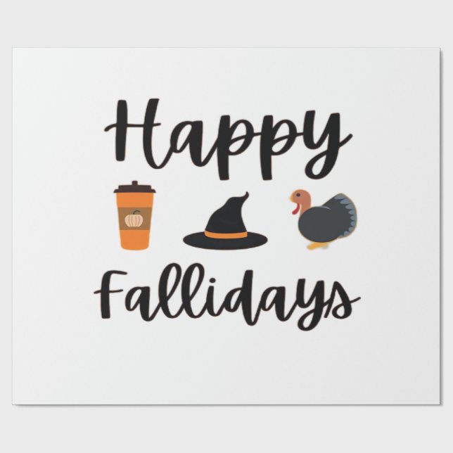 Cute Fall season Happy Fallidays Thanksgiving Hall Presentpapper (Platt)