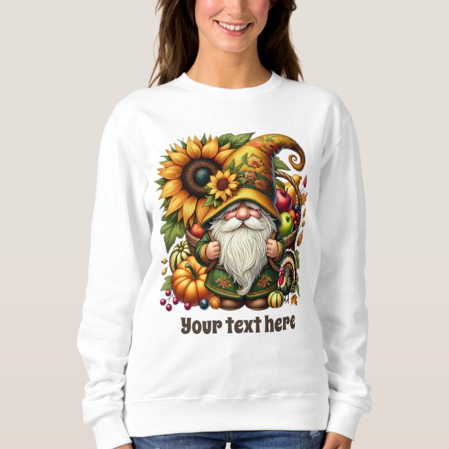 Cute Fall Seasonal gnome add text  T Shirt (Framsida)