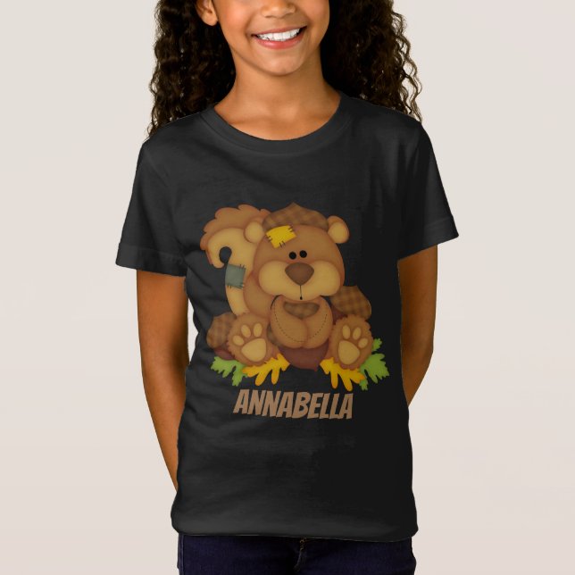 Cute Fall Stuffed-ekorren add namn T Shirt (Framsida)