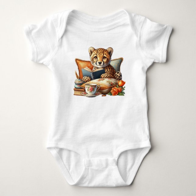 CUTE FALL THEMED BABY CHEETAH CAT T SHIRT (Framsida)