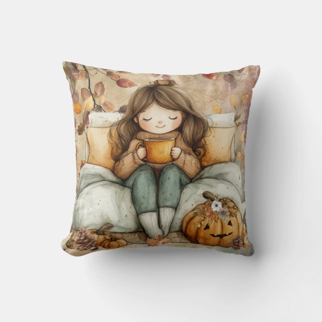 Cute Fall Throw Pillow Kudde (Framsida)