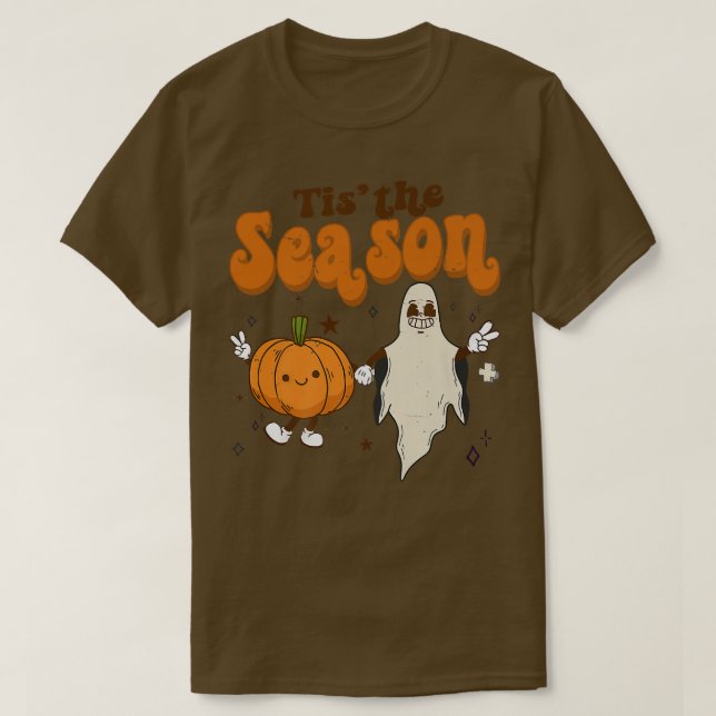 Cute Fall Tis säsong Halloween Ghost Pumpkin T Shirt (Design framsida)
