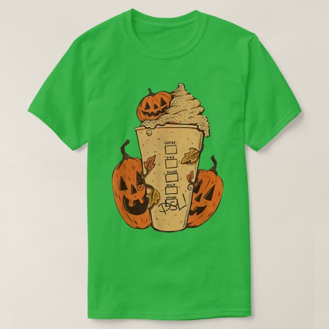 Cute Fall Vibes Coffee Pumpkin Spice Latte Drinks T Shirt (Design framsida)