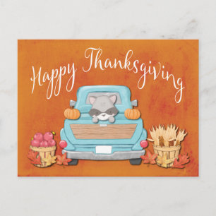 Cute Fall Vintage Lastbil Happy thanksgiving Vykort