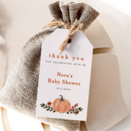 Cute Fall Wildblomma Pumpkin Presentetikett