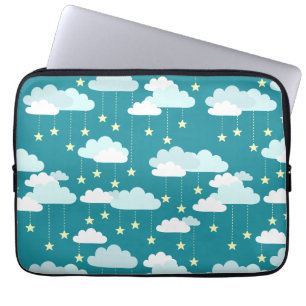 Cute Falling Stars & Clouds Mönster Laptop Sleeve