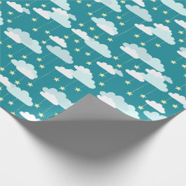 Cute Falling Stars & Clouds Mönster Presentpapper