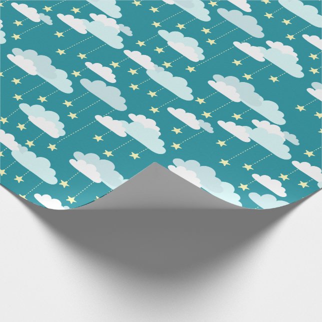 Cute Falling Stars & Clouds Mönster Presentpapper (Hörn)