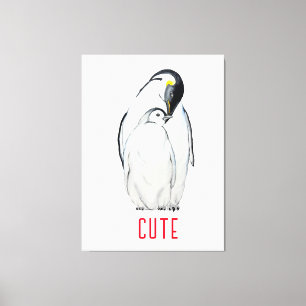 Cute-familjen av kejsare penguins T-Shirt Canvastryck