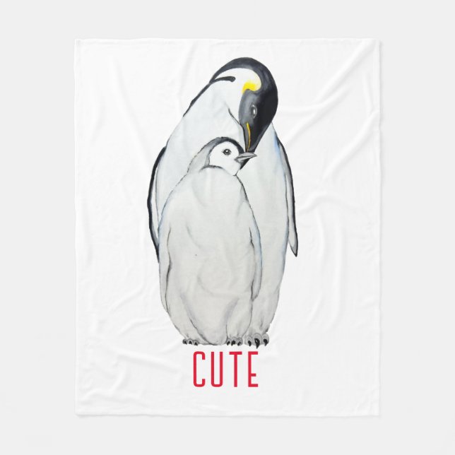 Cute-familjen av kejsare penguins T-Shirt Fleecefilt (Framsidan)