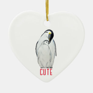 Cute-familjen av kejsare penguins T-Shirt Julgransprydnad Keramik