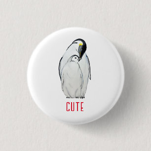 Cute-familjen av kejsare penguins T-Shirt Knapp
