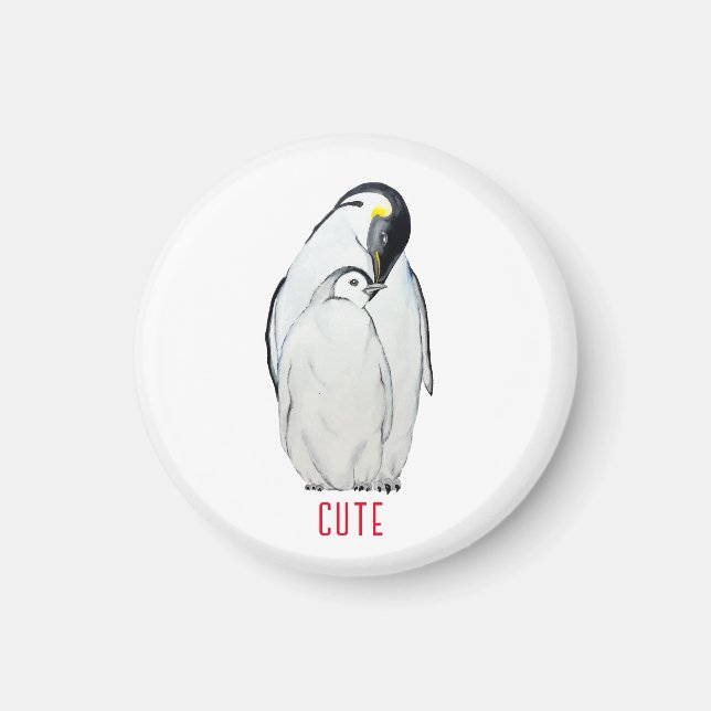 Cute-familjen av kejsare penguins T-Shirt Magnet (Framsidan)