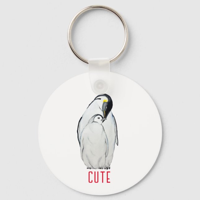 Cute-familjen av kejsare penguins T-Shirt Nyckelring (Framsida)