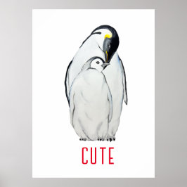Cute-familjen av kejsare penguins T-Shirt Poster