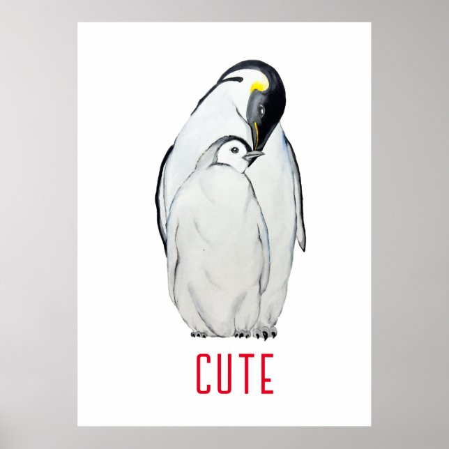Cute-familjen av kejsare penguins T-Shirt Poster (Framsidan)
