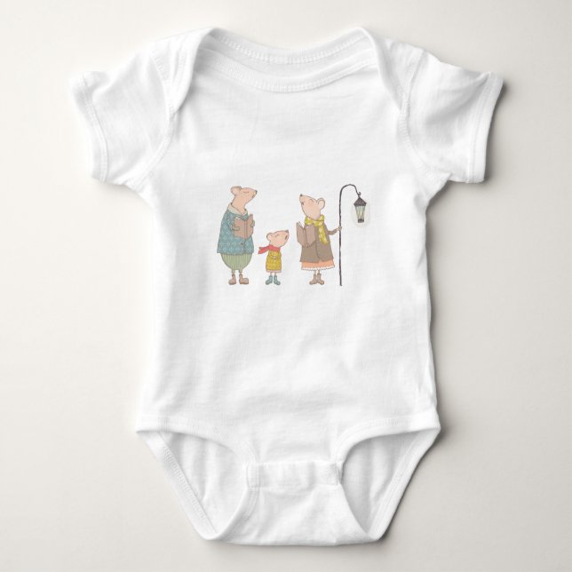 Cute-familjen för julmöss tee (Framsida)