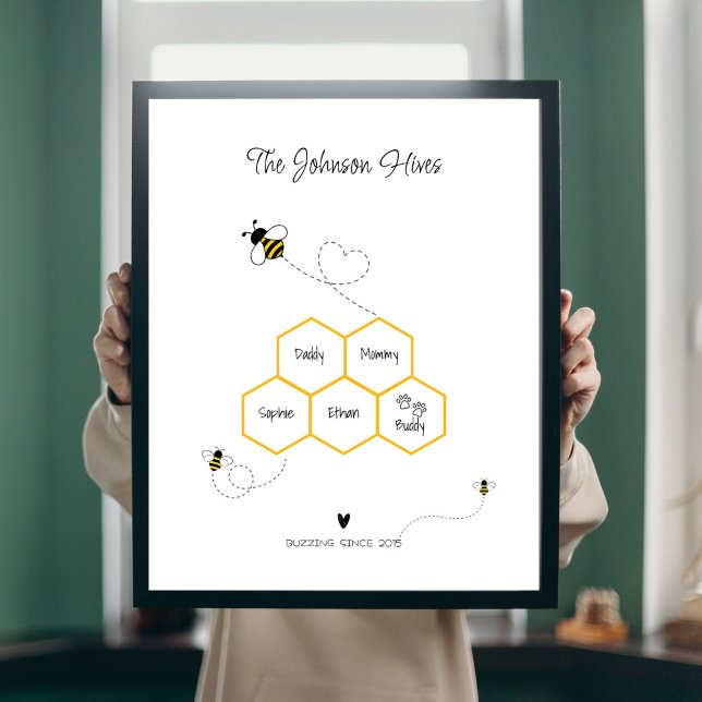 Cute Family and Pet Namn Sign - Bee Hive Poster (Skapare uppladdad)