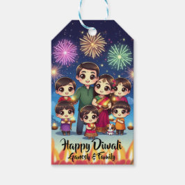 Cute Family Diwali Presentetikett