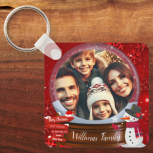 Cute Family Jul - Globe Photo Snö Nyckelring