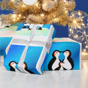 Cute Family of Penguins jul Presentpapper
