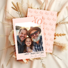 Cute Family Valentine Rosa XO Julkort