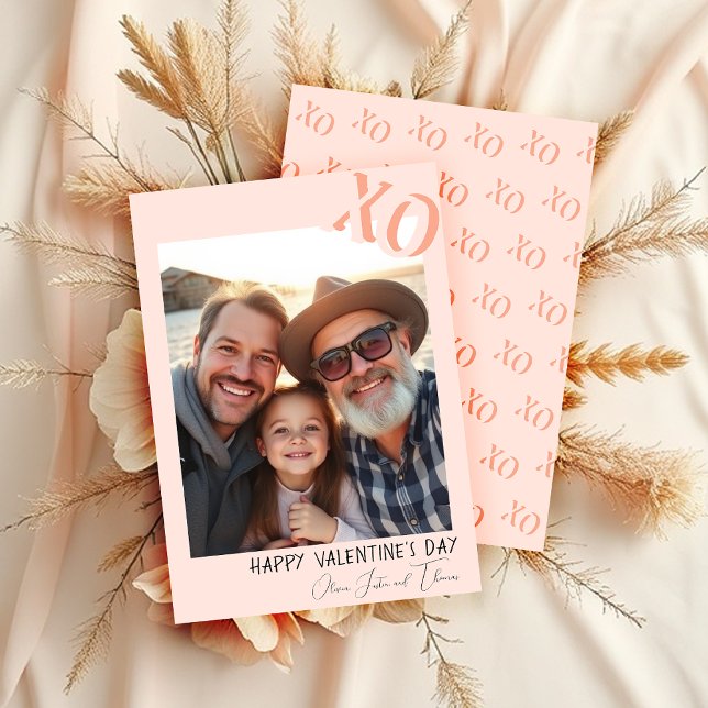 Cute Family Valentine Rosa XO Julkort (Skapare uppladdad)