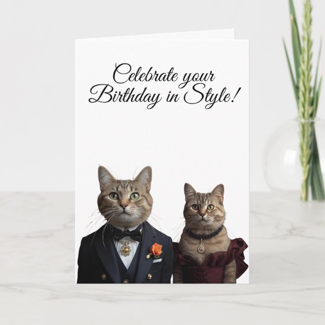 cute fancy cats birthday love Folded Holiday Card Helgkort (Framsida)