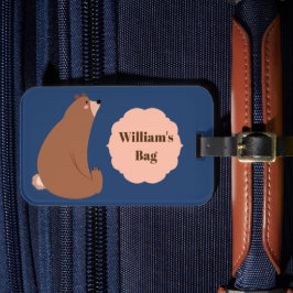 Cute Fånig Bear Navy Blue Boys Travel Bagagebricka
