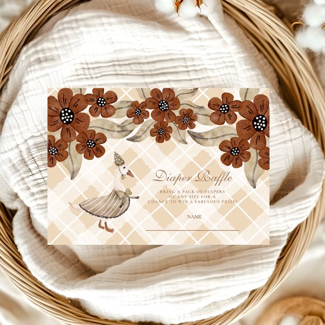 Cute Fånig Goose Baby Shower Diapper Raffle Tilläggskort (Skapare uppladdad)
