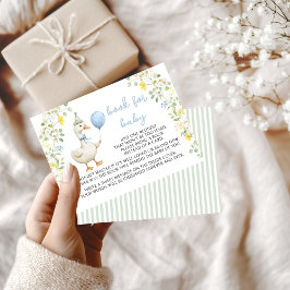 Cute Fånig Goose Bok för Pojke Shower Card Tilläggskort